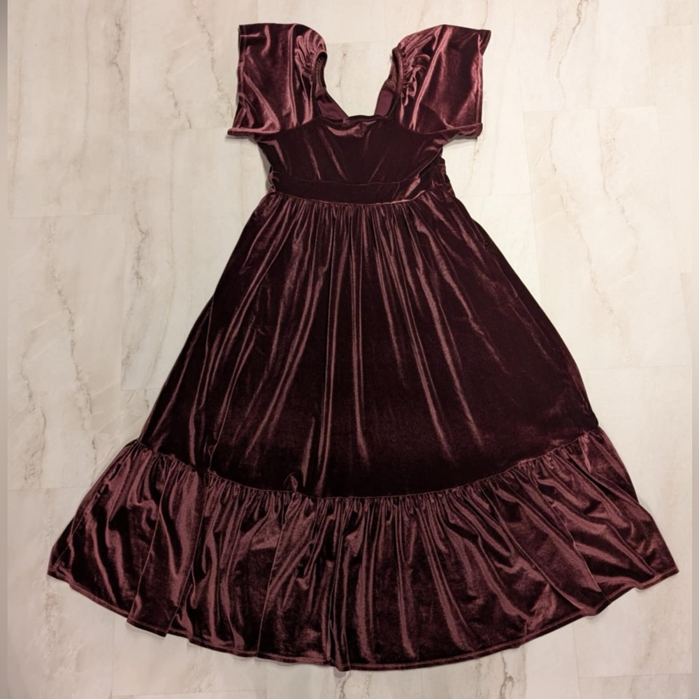 torrid Wine Velvet Maxi Dress with Ruffle Hem